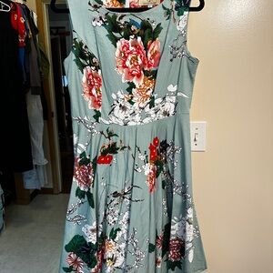 Grace Karin Green Oriental Floral  Sleeveless Midi Dress for Weddings